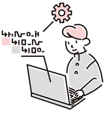 コーディングしている男性